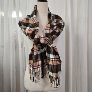 NWT Kohls Womens Plaid Scarf Fringe Super Soft Brown Black Beige‎ Winter Fashion